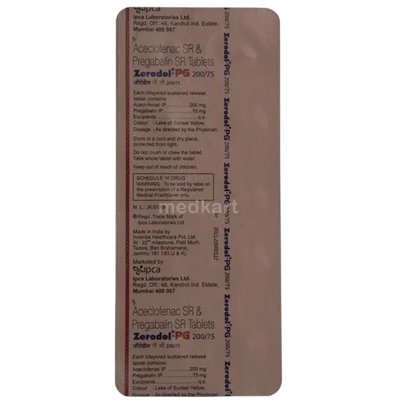 zerodol pg 200/75mg tablet 10's